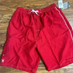 TYR Men's Red Swim Trunks